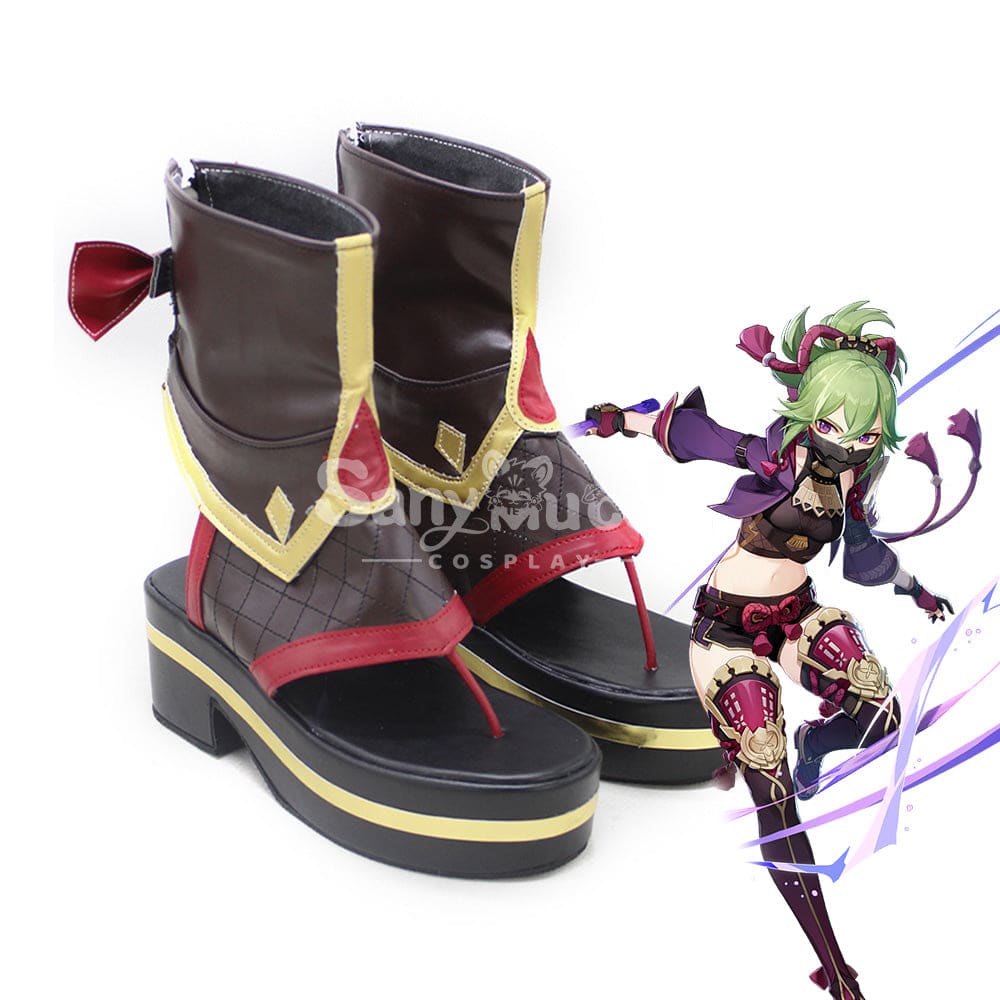 Game Genshin Impact Kuki Shinobu Cosplay Shoes Boots