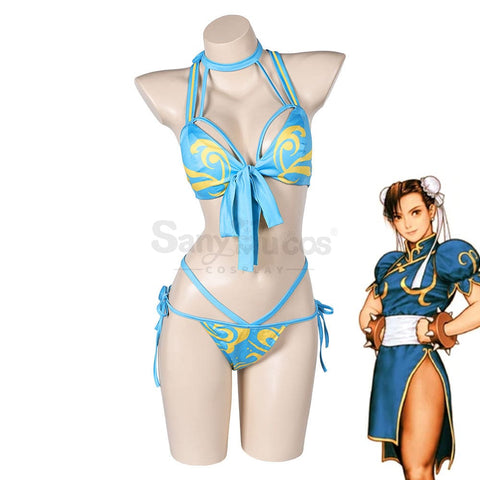 Game Street Fighter Cosplay Chun-Li Bikini Swimsuit Costume Costumes