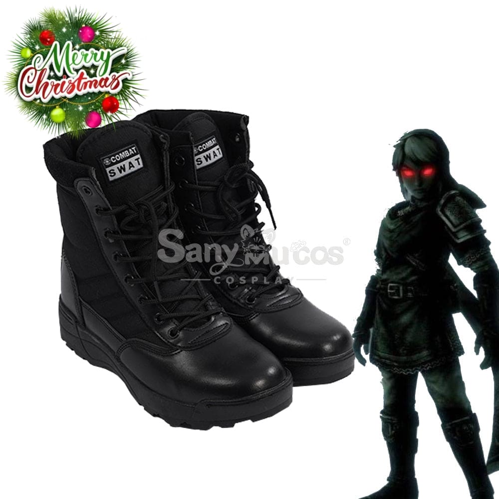 Game The Legend Of Zelda Link Black Shoes Cosplay Boots