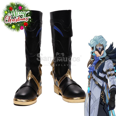 Genshin Impact Cos Dottore Black High Heel Leather Boots Props Cosplay Shoes Men Cosplay Shoes Boots