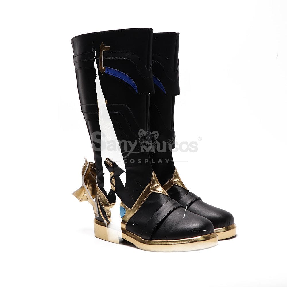 Genshin Impact Cos Dottore Black High Heel Leather Boots Props Cosplay Shoes Men Cosplay Shoes Boots