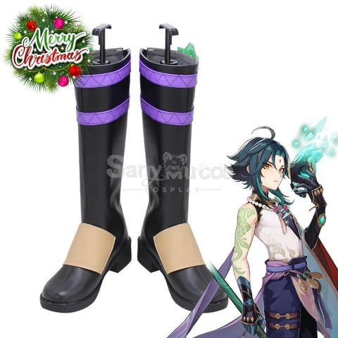 Genshin Impact Xiao Yaksha Cosplay Shoes Male Boots With Decoration