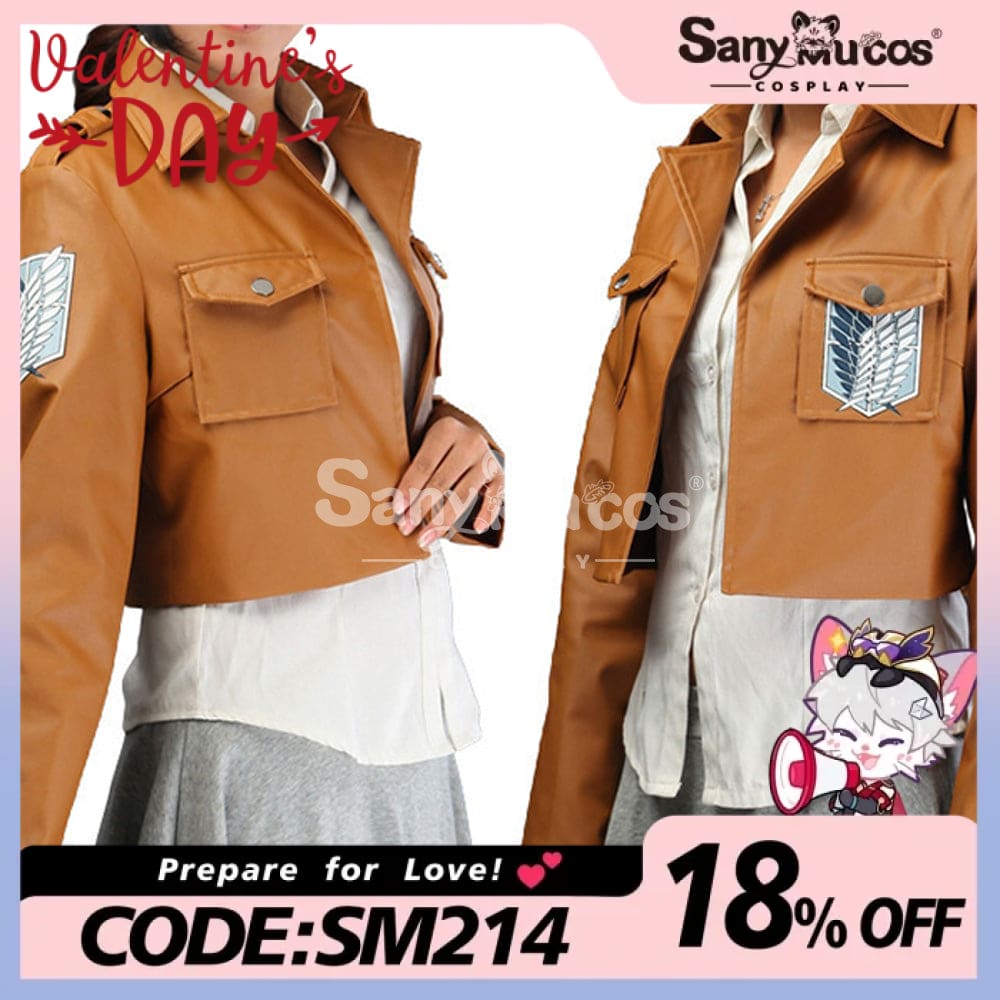 【In Stock】Anime Attack On Titan Cosplay Survey Corps Leather Suit Jacket Costume Costumes