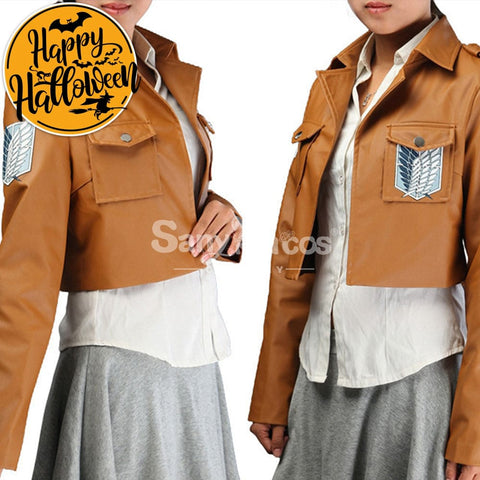 【In Stock】Anime Attack On Titan Cosplay Survey Corps Leather Suit Jacket Costume Costumes