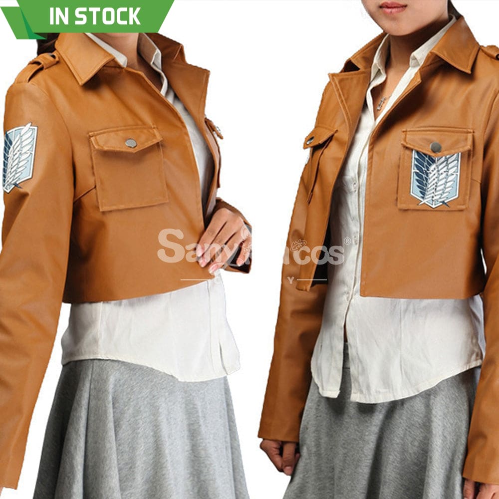 【In Stock】Anime Attack On Titan Cosplay Survey Corps Leather Suit Jacket Costume Costumes