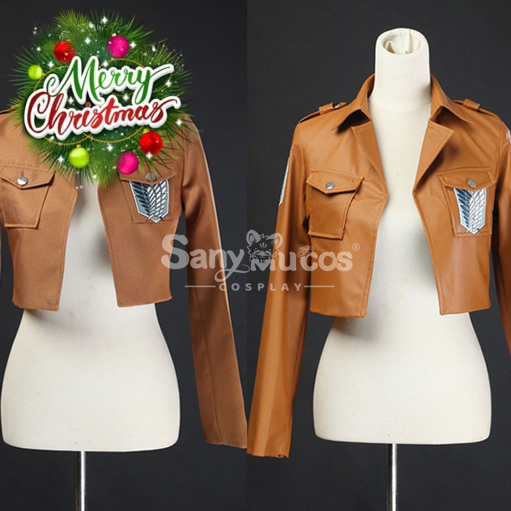 【In Stock】Anime Attack On Titan Cosplay Survey Corps Leather Suit Jacket Costume Costumes