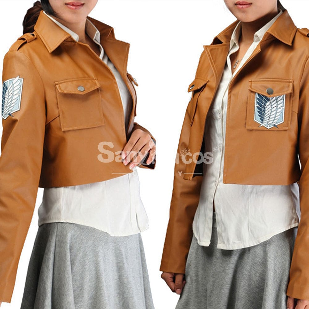 【In Stock】Anime Attack On Titan Cosplay Survey Corps Leather Suit Jacket Costume Costumes
