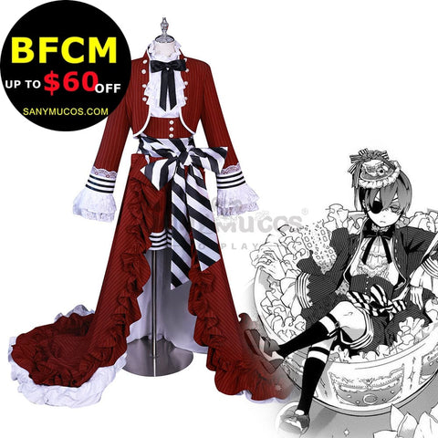 【In Stock】Anime Black Butler Cosplay Red Tea Cup Ciel Phantomhive Costume Costumes