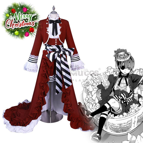 【In Stock】Anime Black Butler Cosplay Red Tea Cup Ciel Phantomhive Costume Costumes