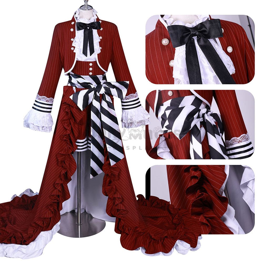 【In Stock】Anime Black Butler Cosplay Red Tea Cup Ciel Phantomhive Costume Costumes