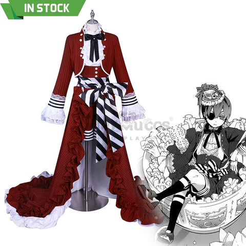 【In Stock】Anime Black Butler Cosplay Red Tea Cup Ciel Phantomhive Costume Costumes