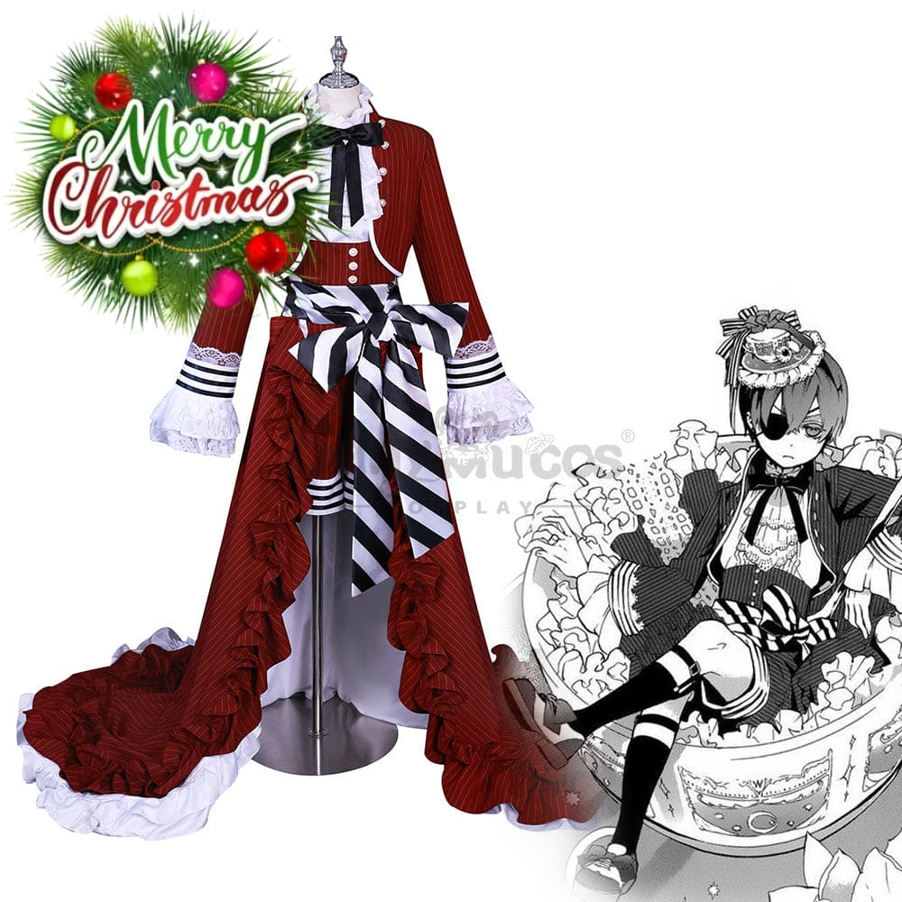 【In Stock】Anime Black Butler Cosplay Red Tea Cup Ciel Phantomhive Costume Costumes