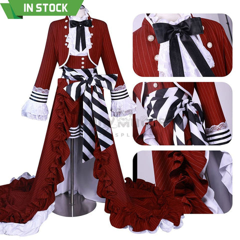 【In Stock】Anime Black Butler Cosplay Red Tea Cup Ciel Phantomhive Costume Costumes