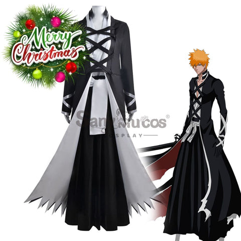 【In Stock】Anime Bleach Cosplay Kurosaki Ichigo Black Robe Costume Costumes