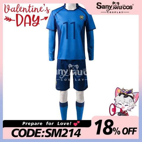 【In Stock】Anime Blue Lock Cosplay Blue Lock Eleven Football Jersey Costume Isagi Yoichi / S Costumes