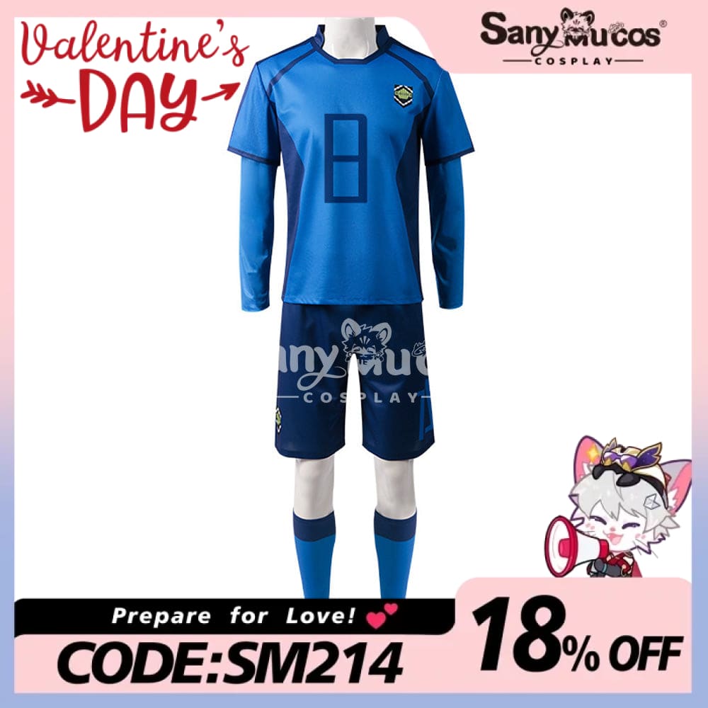 【In Stock】Anime Blue Lock Cosplay Blue Lock Eleven Football Jersey Costume Meguru Bachira / S