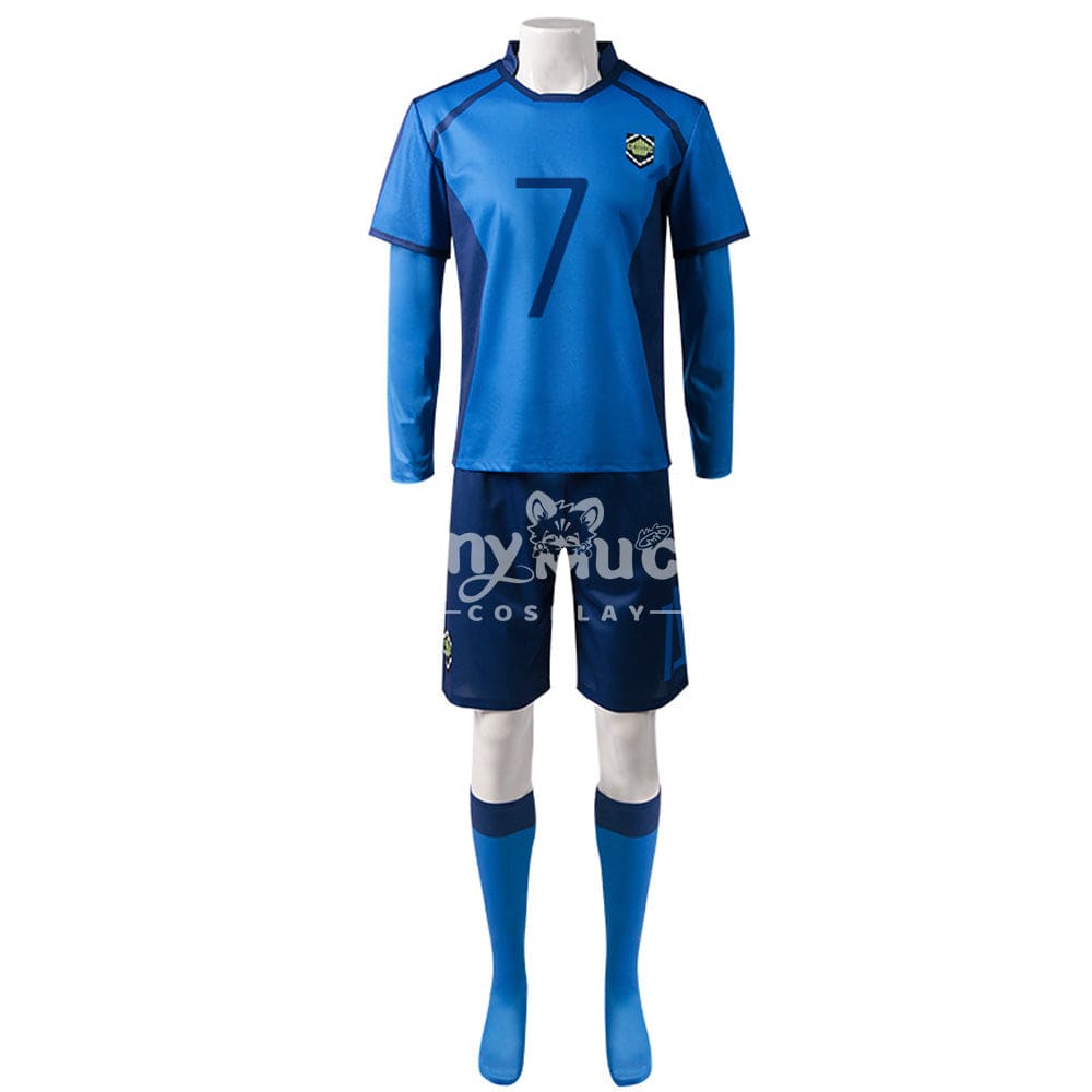 【In Stock】Anime Blue Lock Cosplay Blue Lock Eleven Football Jersey Costume Nagi Seishiro / S
