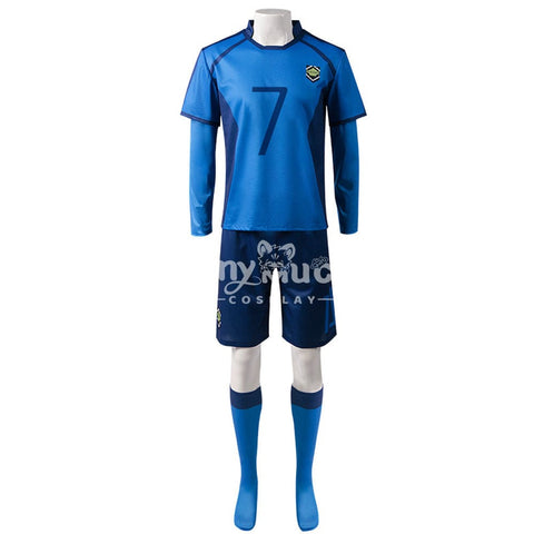 【In Stock】Anime Blue Lock Cosplay Blue Lock Eleven Football Jersey Costume Nagi Seishiro / S