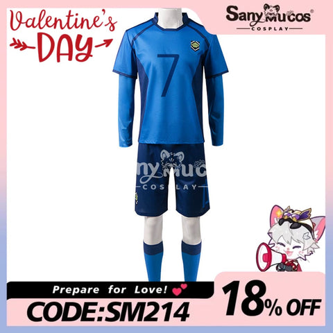 【In Stock】Anime Blue Lock Cosplay Blue Lock Eleven Football Jersey Costume Nagi Seishiro / S