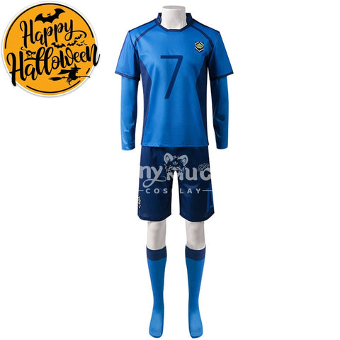 【In Stock】Anime Blue Lock Cosplay Blue Lock Eleven Football Jersey Costume Nagi Seishiro / S