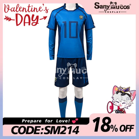 【In Stock】Anime Blue Lock Cosplay Blue Lock Eleven Football Jersey Costume Rin Itoshi / S Costumes