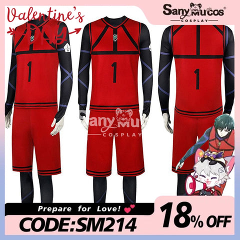 【In Stock】Anime Blue Lock Cosplay Team Red Football Jersey Costume Costumes