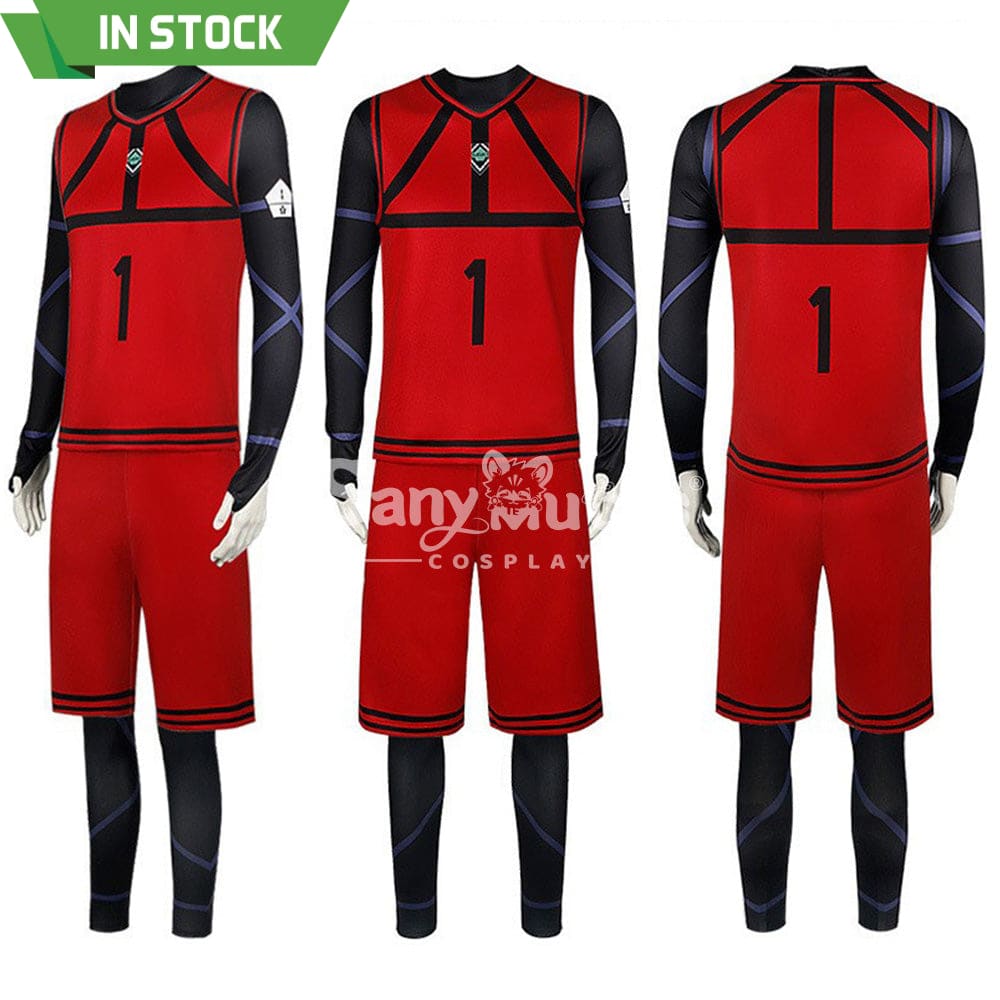 【In Stock】Anime Blue Lock Cosplay Team Red Football Jersey Costume Costumes