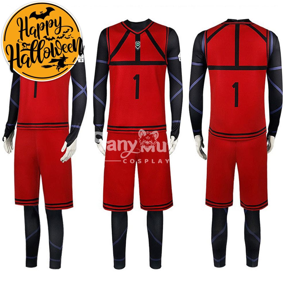【In Stock】Anime Blue Lock Cosplay Team Red Football Jersey Costume Costumes