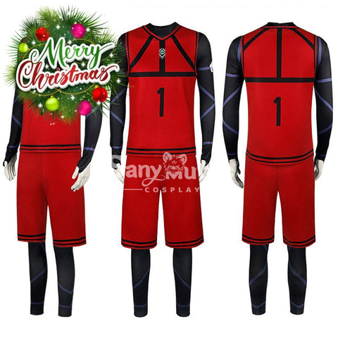 【In Stock】Anime Blue Lock Cosplay Team Red Football Jersey Costume Costumes