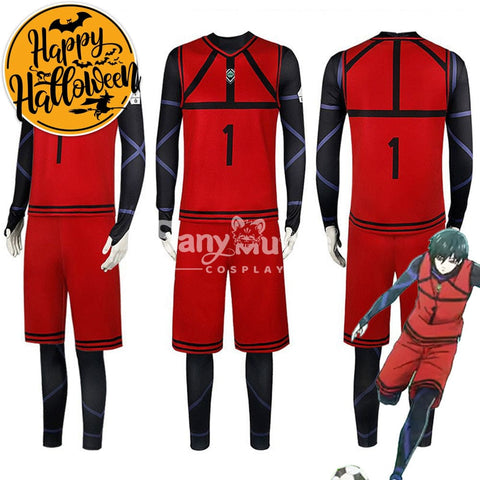 【In Stock】Anime Blue Lock Cosplay Team Red Football Jersey Costume Costumes