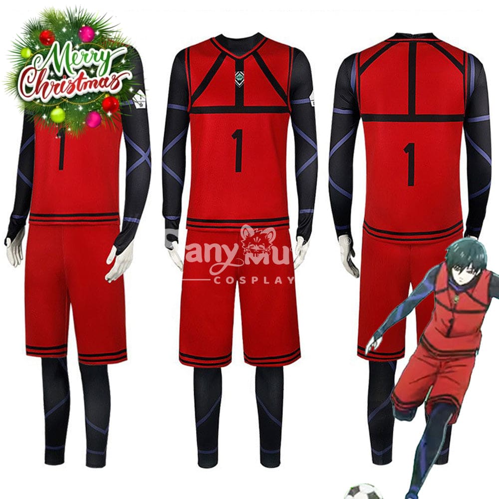 【In Stock】Anime Blue Lock Cosplay Team Red Football Jersey Costume Costumes