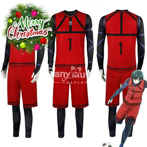 【In Stock】Anime Blue Lock Cosplay Team Red Football Jersey Costume Costumes