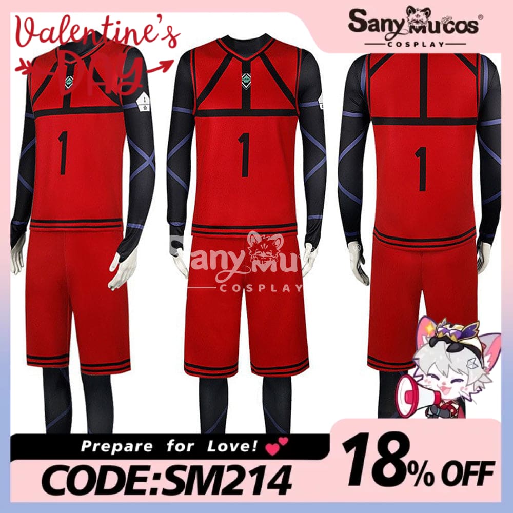 【In Stock】Anime Blue Lock Cosplay Team Red Football Jersey Costume Costumes