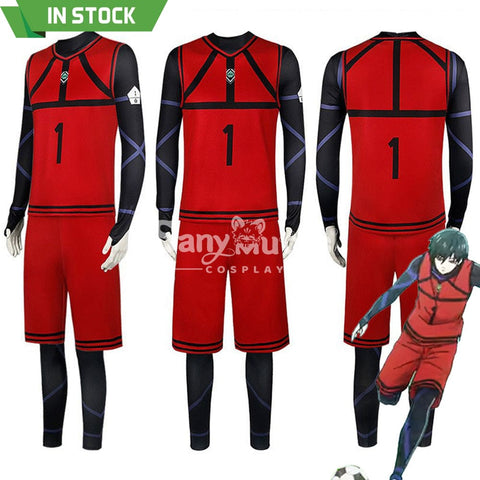 【In Stock】Anime Blue Lock Cosplay Team Red Football Jersey Costume Costumes