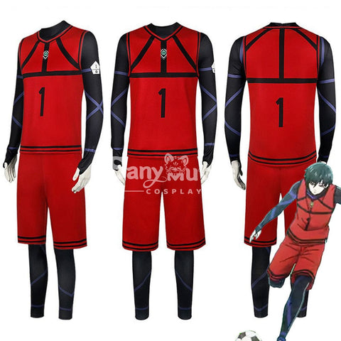 【In Stock】Anime Blue Lock Cosplay Team Red Football Jersey Costume Costumes