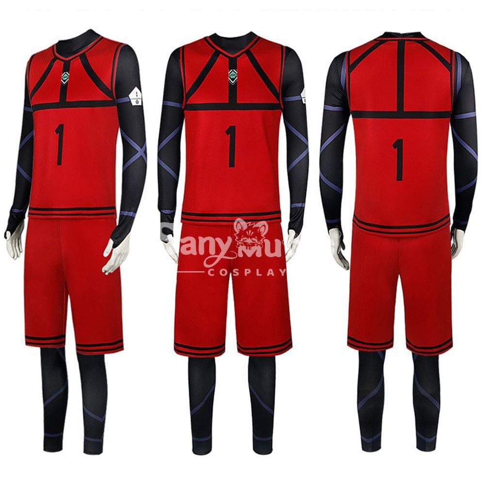 【In Stock】Anime Blue Lock Cosplay Team Red Football Jersey Costume Costumes