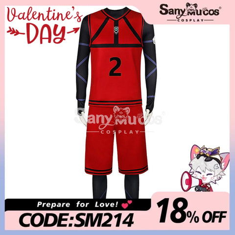 【In Stock】Anime Blue Lock Cosplay Team Red Football Jersey Costume Jyubei Aryu / S Costumes