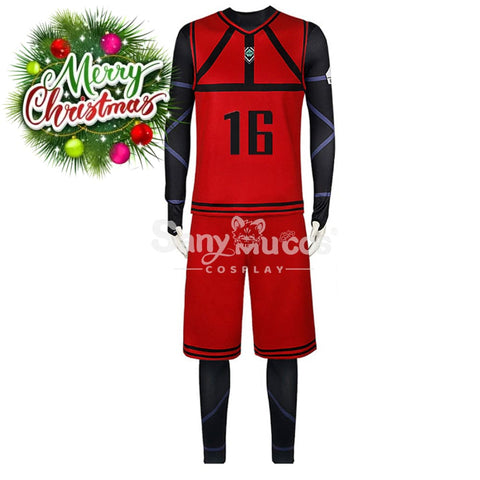 【In Stock】Anime Blue Lock Cosplay Team Red Football Jersey Costume Meguru Bachira / S Costumes