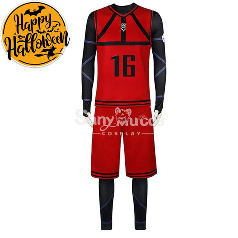 【In Stock】Anime Blue Lock Cosplay Team Red Football Jersey Costume Meguru Bachira / S Costumes