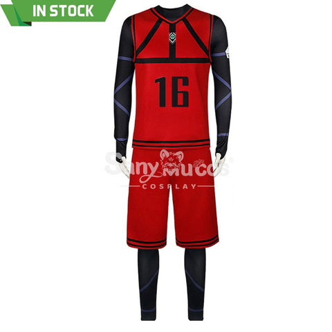 【In Stock】Anime Blue Lock Cosplay Team Red Football Jersey Costume Meguru Bachira / S Costumes