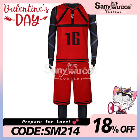 【In Stock】Anime Blue Lock Cosplay Team Red Football Jersey Costume Meguru Bachira / S Costumes