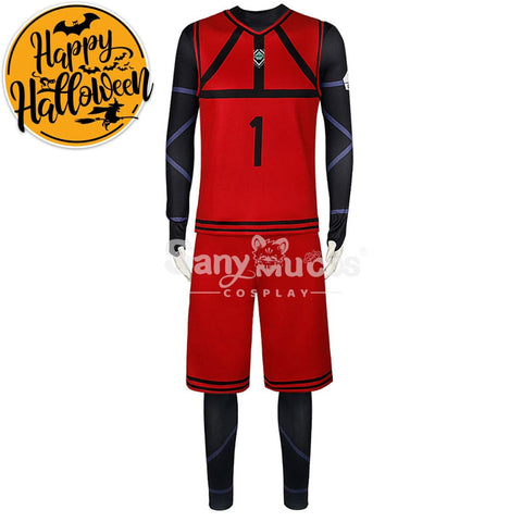 【In Stock】Anime Blue Lock Cosplay Team Red Football Jersey Costume Rin Itoshi / S Costumes