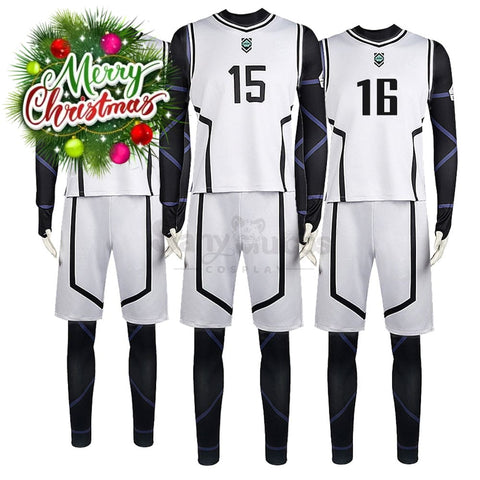 【In Stock】Anime Blue Lock Cosplay Team White Football Jersey Costume Costumes