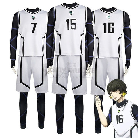 【In Stock】Anime Blue Lock Cosplay Team White Football Jersey Costume Costumes