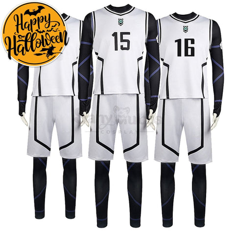 【In Stock】Anime Blue Lock Cosplay Team White Football Jersey Costume Costumes