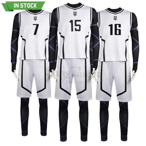 【In Stock】Anime Blue Lock Cosplay Team White Football Jersey Costume Costumes