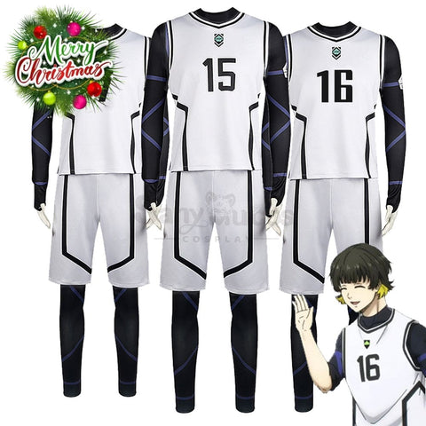 【In Stock】Anime Blue Lock Cosplay Team White Football Jersey Costume Costumes