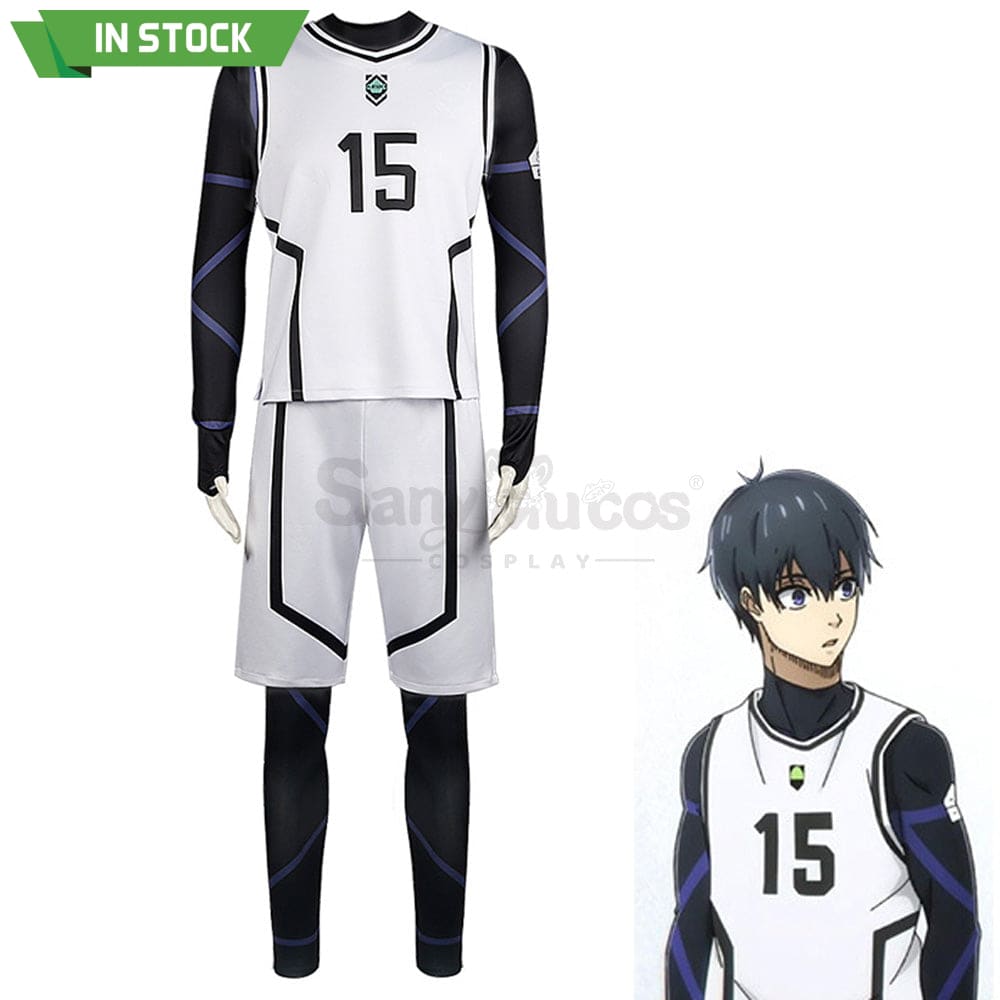 【In Stock】Anime Blue Lock Cosplay Team White Football Jersey Costume Isagi Yoichi / S Costumes