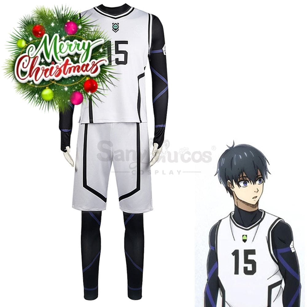 【In Stock】Anime Blue Lock Cosplay Team White Football Jersey Costume Isagi Yoichi / S Costumes