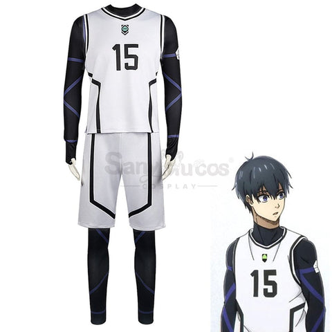 【In Stock】Anime Blue Lock Cosplay Team White Football Jersey Costume Isagi Yoichi / S Costumes